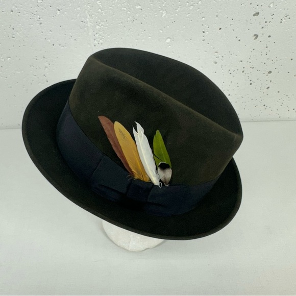 Stetson Men’s Size 7 1/4 The Sovereign Brown / Green Felt Fedora Hat - Picture 1 of 16